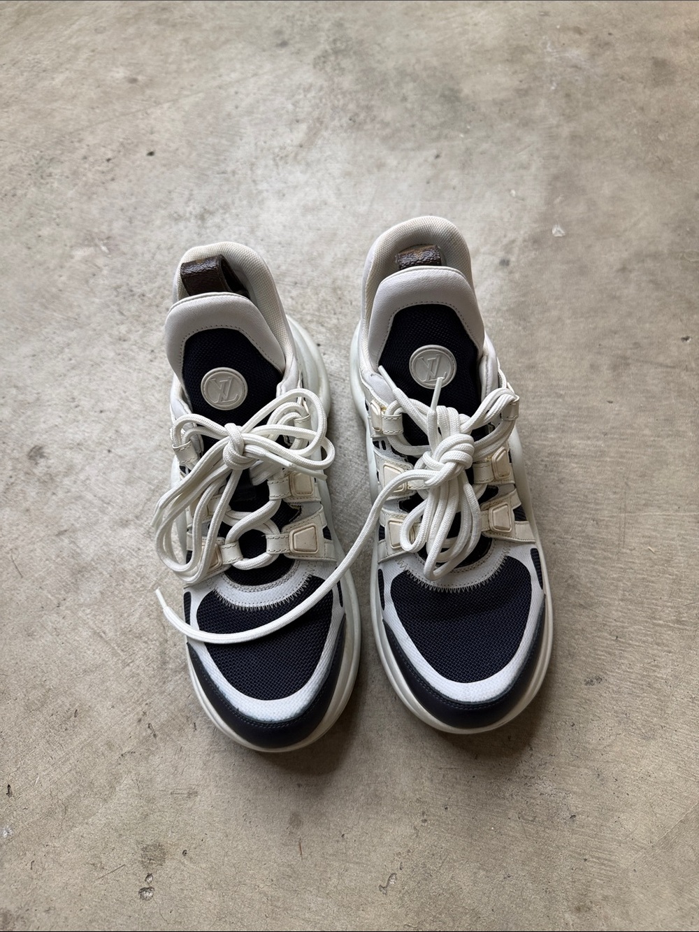 Louis Vuitton White and Black Runaway Sneakers